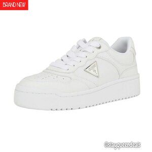 Women's Faux Leather Platform Sneakers, Lace-Up, Cushioned, Size Available